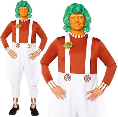 Mens Licensed Oompa Loompa Fancy Dress Costume Book Day Chocolate Factory Outfit • £21.99