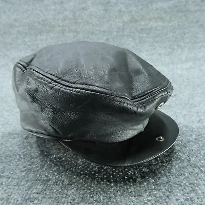 Coleman Hat Mens Large Black Leather Newsboy Cap Lined Casual • $11.49