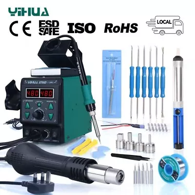 £90.90 • Buy YIHUA 8786D-I Digital Temperature Soldering Iron Station Kit Hot Air Rework