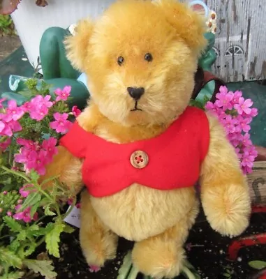 Vintage Winnie Pooh Mohair Teddy Bear Artist Dee Wolf 8  Red Vest Adorable Rare • $125