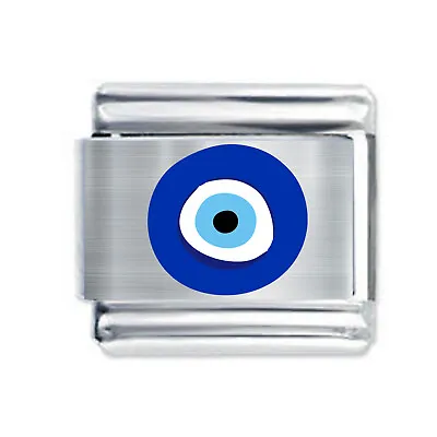 Colorev EVIL EYE   Daisy Charm Fits 9mm Stainless Steel Italian Charm Bracelet • £4.81