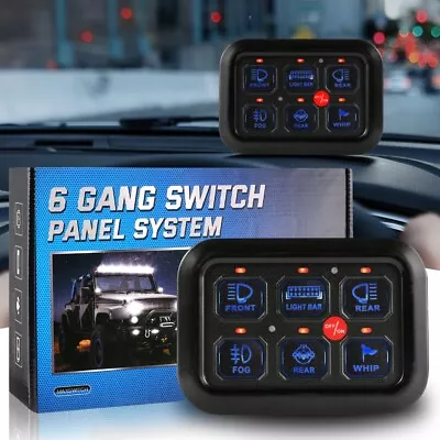 6 Gang Switch Panel Controller ON-OFF Rocker Toggle For Truck Car Boat Marine RV • $130.99