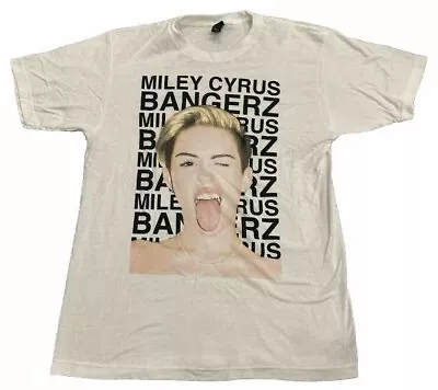 Miley Cyrus Shirt Bangerz Concert Tour Tee Size Large White T-Shirt • $10