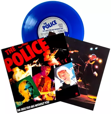 NM The Police Bed's Too Big Without You & Lyric Card 7  Blue VINYL 45 Near Mint • £13.99