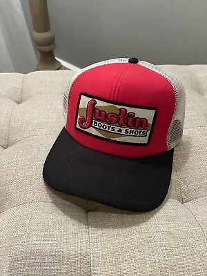 Justin Boots Snapback Trucker Hat **New** Raised Letter Patch • $25