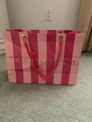 Victoria's Secret Xl Shopping/ Gift Bag Hot Pink & Pink Stripe Glossy 16 X12 X6  • $9.99