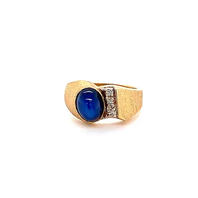 2.78cttw Natural Diamond & Oval Cabochon Star Sapphire Vintage Men's Ring 14K YG • $950