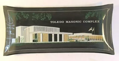 Toledo Masonic Complex Vtg Freemason Glass Trinket Key Desk Dish EUC W/ Box • $23.89