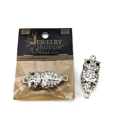 2x Pc Set The Jewelry Shoppe Silver Tone Jeweled Owl Magnet Clasp 1    Lot #A3 • $17.06