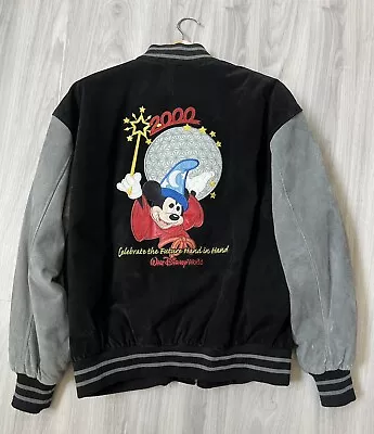 Walt Disney World Cast Member Sorcerer Mickey Leather Letterman Jacket Size XL • $499