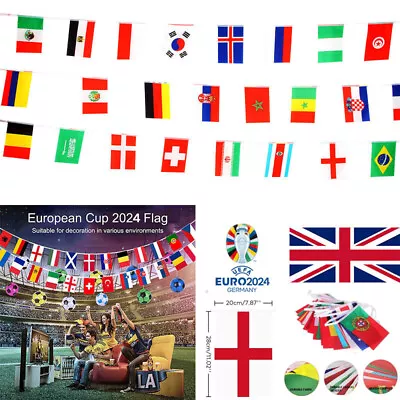 European Football Championship EURO 2024 Fabric Flags Bunting All 24 Nations • £4.95
