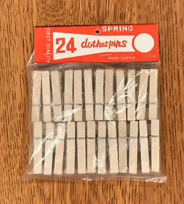 Vintage Mini Spring Wood Clothespins (24 Pcs) First Quality • $3.99