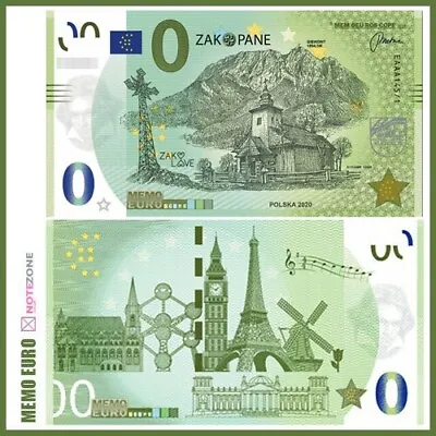 Zero Souvenir 0€ Memo Euro ZAKOPANE Poland Test Note £0 0 Euro • £9