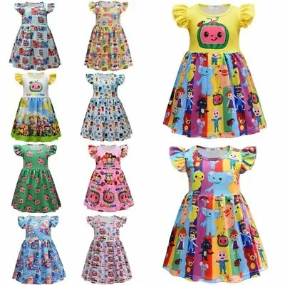 $23.39 • Buy Toddler Girls Cocomelon Summer Dress Kids Casual Fancy Dress Custome Clothes AU