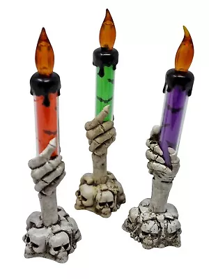 3x LED Candle Halloween Trick Or Treat Graveyard Lantern Party Table Light Torch • £6.49