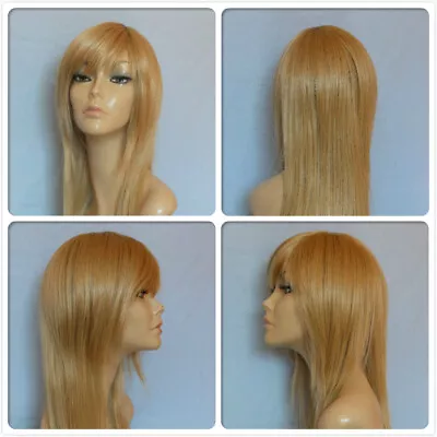 High Heat Resistant Long Hair Gold Honey Blonde Lady Womens Daily Full Wig Uk • £14.99