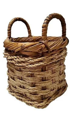 Round Cylinder Shaped Woven Gathering Harvest Basket With 2 Handles • $19.95