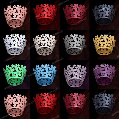 £3.49 • Buy 20pcs Lace Flower Cupcake Wrapper Wraps Cases Laser Cut Wedding Birthday Party