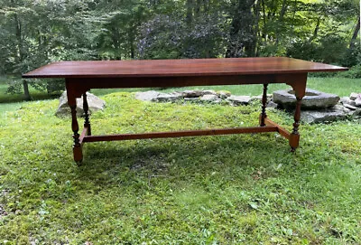 Vintage D. R. Dimes Cherry Dining Table With Stretcher Base And Turned Legs • $3250