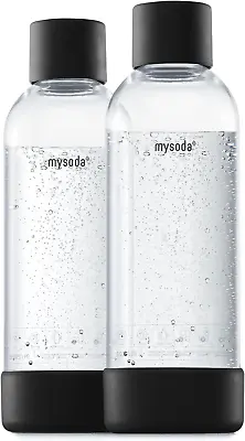 Mysoda Reusable Water Bottle - Quick-Lock Bpa-Free Plastic (2X 1L Black) • $21.03