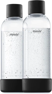 Mysoda Reusable Water Bottle - Quick-Lock Bpa-Free Plastic (2X 1L Black) • $21.03