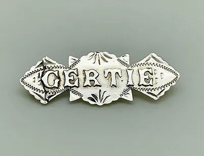 Antique Edwardian 1904 Sterling Silver GERTIE Aesthetic Name Brooch AF • £19.99