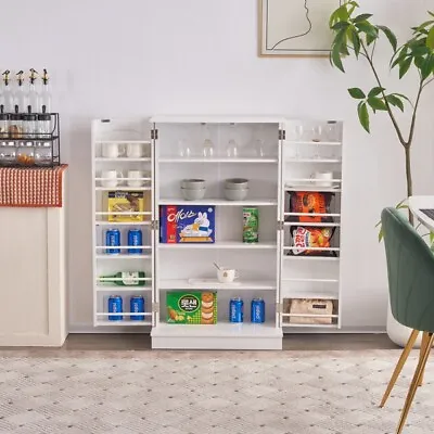 Simple Triamine Adjustable Shelves Sideboard With Door Cabinet White • $135.93