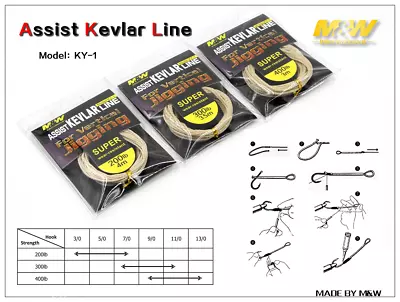 3PAK Fishing Assist Braided Kevlar Line Material Import From Japan200/300/400Lbs • $28.99
