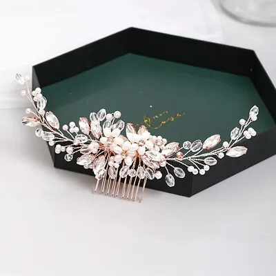 Handmade Flower Pearl Crystal Hair Comb Bridal Headwear Wedding Hair Accessories • $5.69