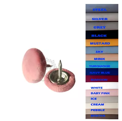 Plush Velvet Upholstery Nail Back Buttons 30L 18mm Diameter 17mm Nail 10 Colours • £1.95