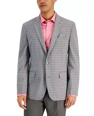 BAR III Men's Slim-Fit Patterned Blazer Sport Coat 38S Grey Plaid Check 2 Button • $16.17