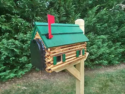 Log Cabin Mailbox Amish Handmade Wooden With Cedar Shake Roof And Metal Box Ins • $169.29