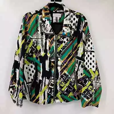 Erin London 90s All Over Pattern Lightweight Lined Full Zip Bomber Jacket Coat • $35