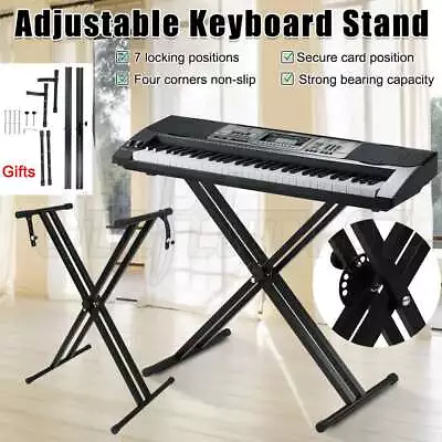 Adjustable Keyboard Stand 96x46For Piano Music Double Brace Folding Heavy Duty • $27.99