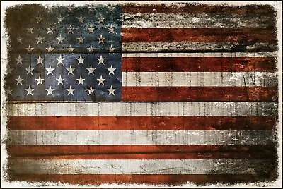American Flag Vintage Look Retro Style Metal Wall Sign Plaque Shed Garage Bar • £3.93