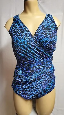 Miraclesuit Animal Print Oceanus One-Piece Swimsuit Blue Black Colorway  • $70