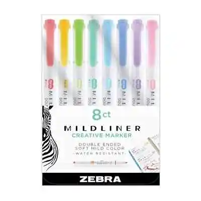 $27.99 • Buy Zebra Mildliner Dual Tip Highlighter Creative Marker Pens - Set Of 8 GENUINE
