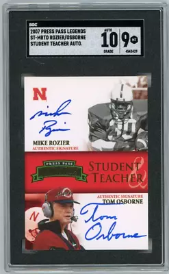 Tom Osborne & Mike Rozier 2007 Press Pass Legenda Autograph SGC 9 Auto 10 • $550