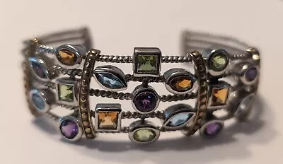 Designed STS Chuck Clemency Sterling Multi Gemstone Cuff Bracelet • $124.99