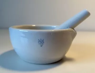 Mortar And Pestle Small Vintage  Ironstone W Blue Diamond Mark • $19