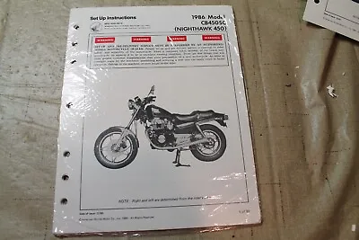 NOS 1986 Honda CB450SC Factory Set Up Instructions Assembly Manual Unopened • $19.50