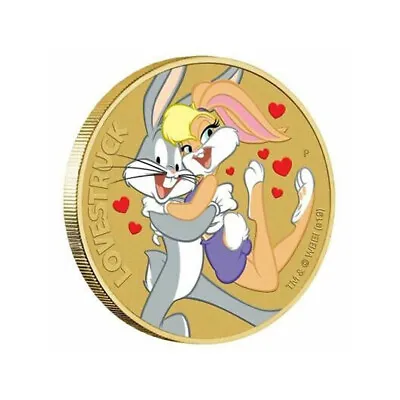$12 • Buy Tuvalu 2019 Looney Tunes Bugs Bunny Lovestruck Valentine $1 Coloured Coin Carded