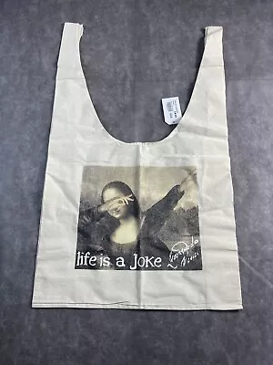 T Shirt Gallery Bag Canvas Tote Mona Lisa Life Is A Joke Leonardo Da Vinci Humor • £9.43