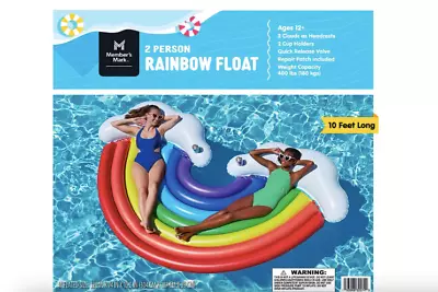 Member's Mark 2 Person Rainbow Float 2 Cupholders Hold Up To 400lbs And 10x6 Ft • $34.99