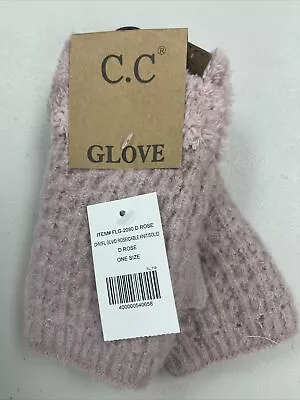 The Paper Store C.C Fingerless Glove Solid Cable Knit Rose One Size • £1.45
