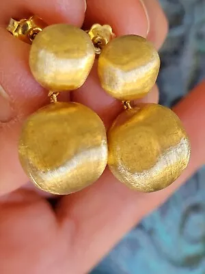 Marco Bicego Double Ball 18kt Gold Post Drop Earrings Made In Italy Signed 🇮🇹  • $1585