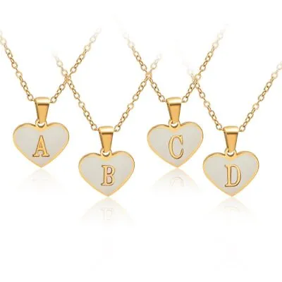 Fashion Stainless Steel 26 Letter Alphabet Heart Shell Pendant Necklace Jewelry • $4.04