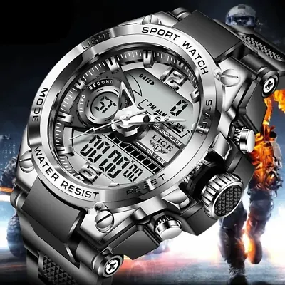 Mens Military Watch: Digital Waterproof LED Quartz Sport Wristwatch • £15.99