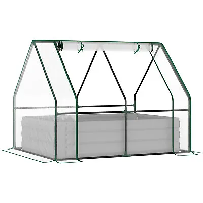 Outsunny Raised Garden Bed Planter Box With Greenhouse Large Window Clear • £55.99