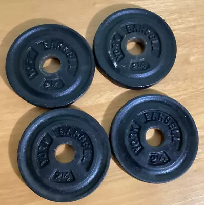 Vtg Set Of Four York Barbell Cast Iron Standard Weights 2 1/2 LBS Plates 10 LBS • $32.50